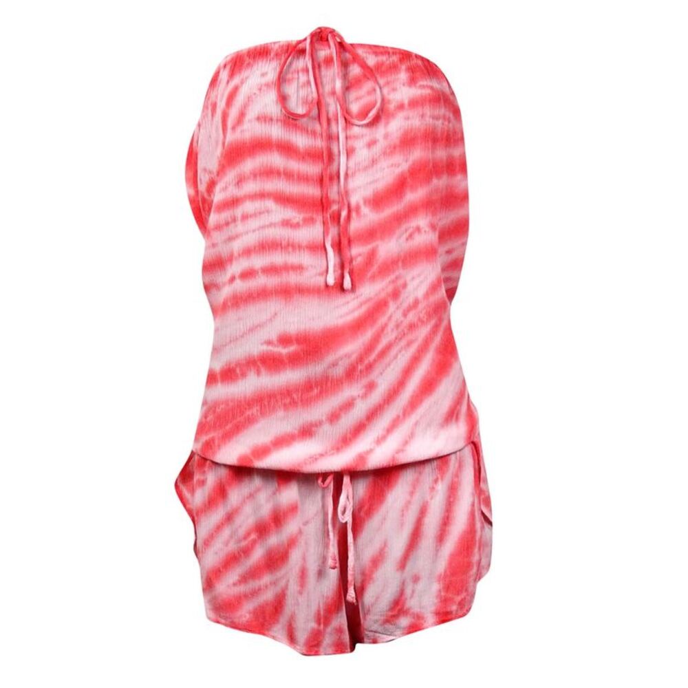 Lucky Brand Women's Halter Drawstring Romper Coverup - Tropical Punch